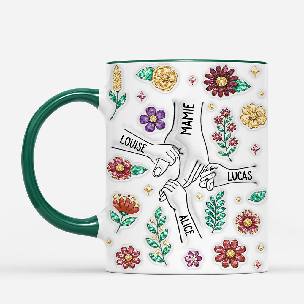 7485MFR2 effet dimpression 3d mug personnalise maman mamie fleurs et enfants 7485m
