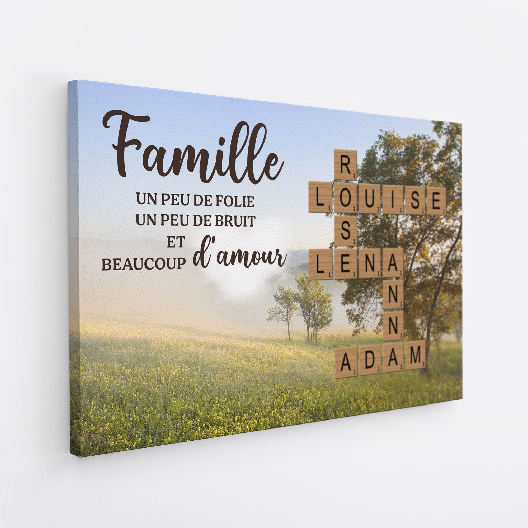 7502CFR2 toile mot croise personnalise bruit et amour de la famille 7502ctq5i
