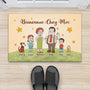 7503DFR2 paillasson personnalise famille et animaux cartoon bienvenue chez nous 7503dtt5i