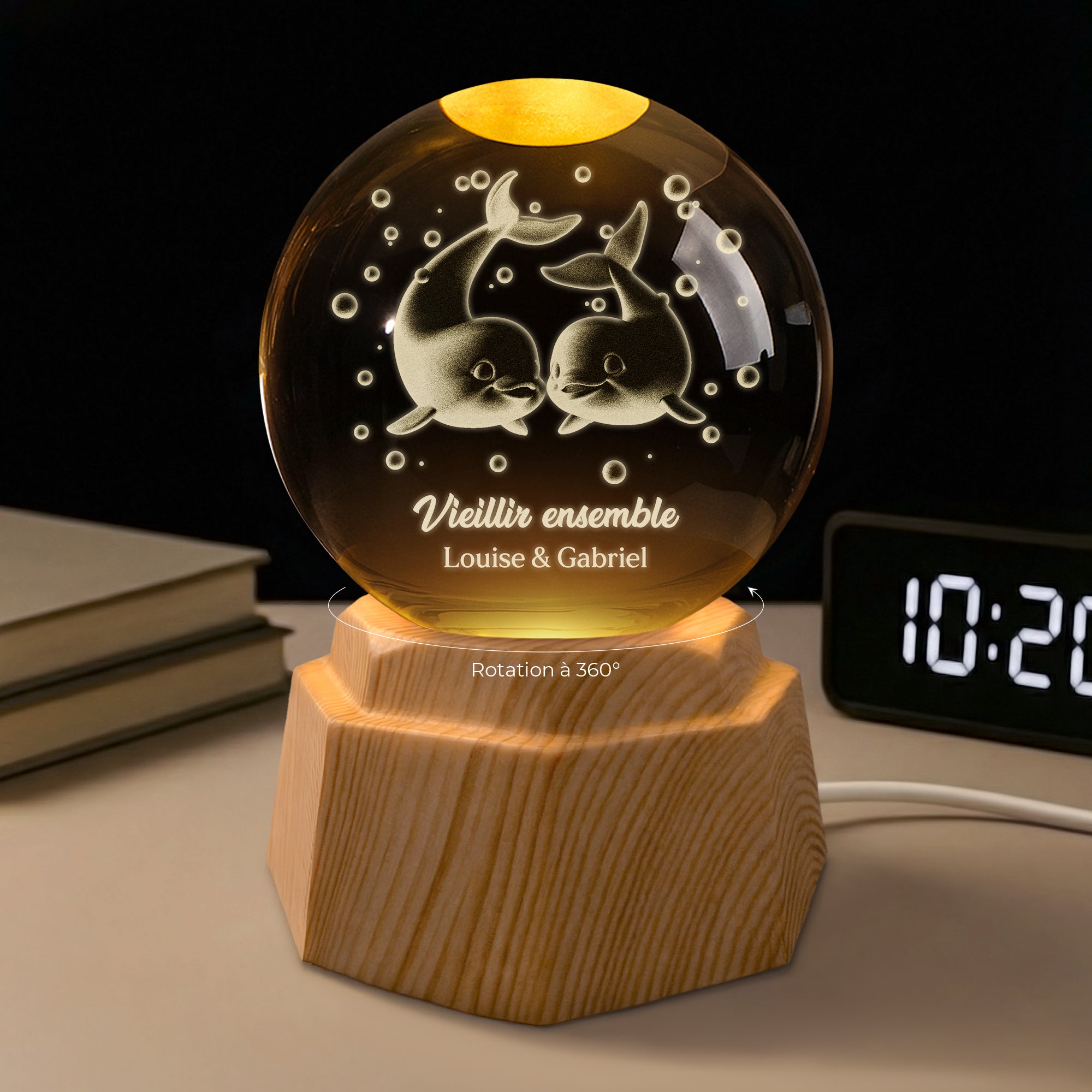 7514LFR1 veilleuse boule de cristal 3d personnalisee ensemble pour toujours couple de dauphin 7514l8lng_2