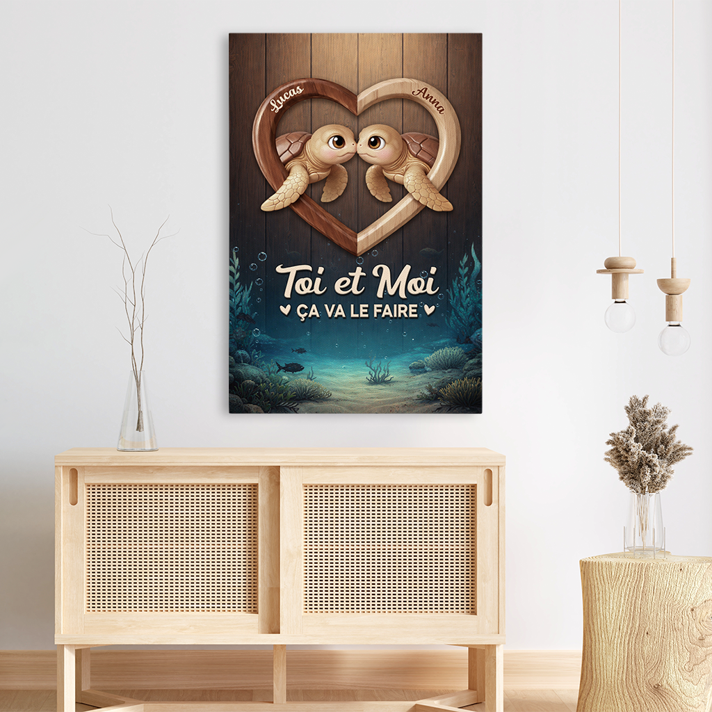 7525CFR3 toile personnalisee couple tortue toi et moi 7525c8ptg