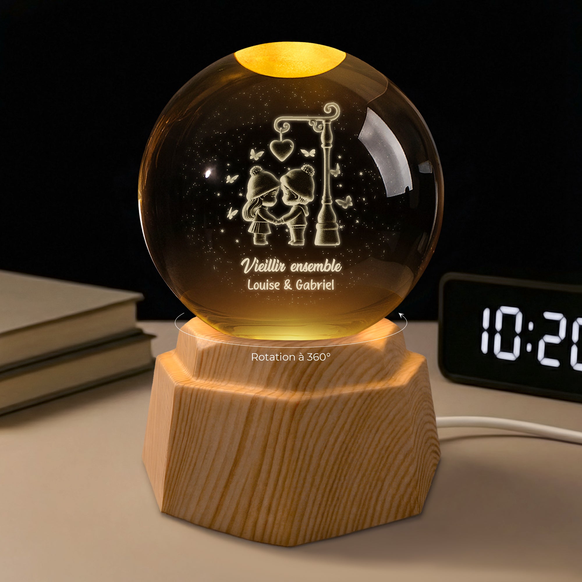 7527LFR2 veilleuse boule de cristal 3d personnalisee couple vieillir ensemble toi et moi 7527ltpng
