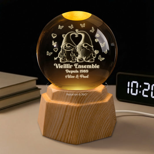 7549LFR1 veilleuse boule de cristal 3d personnalisee vieillir ensemble couple 7549l3tzg