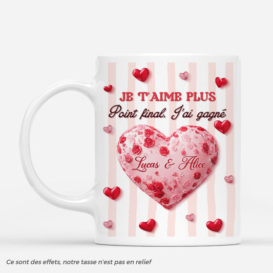 7563MFR1 effet dimpression 3d mug personnalise couple je taime plus 7563m