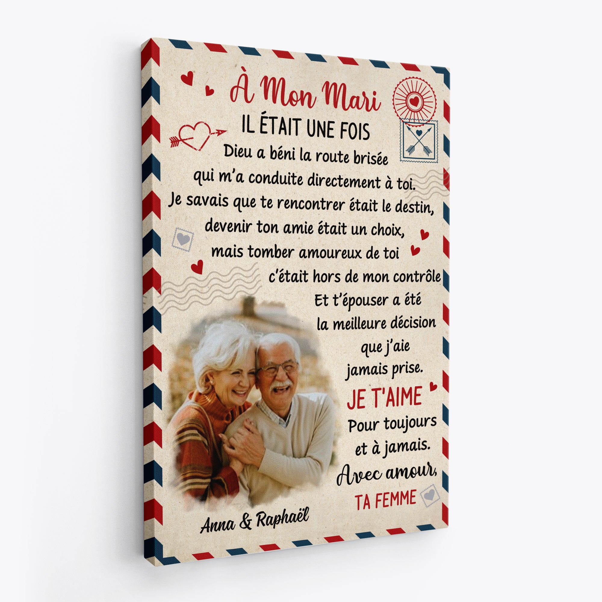 7568CFR2 toile personnalisee photo de couple te rencontrer etait le destin 7568cspag