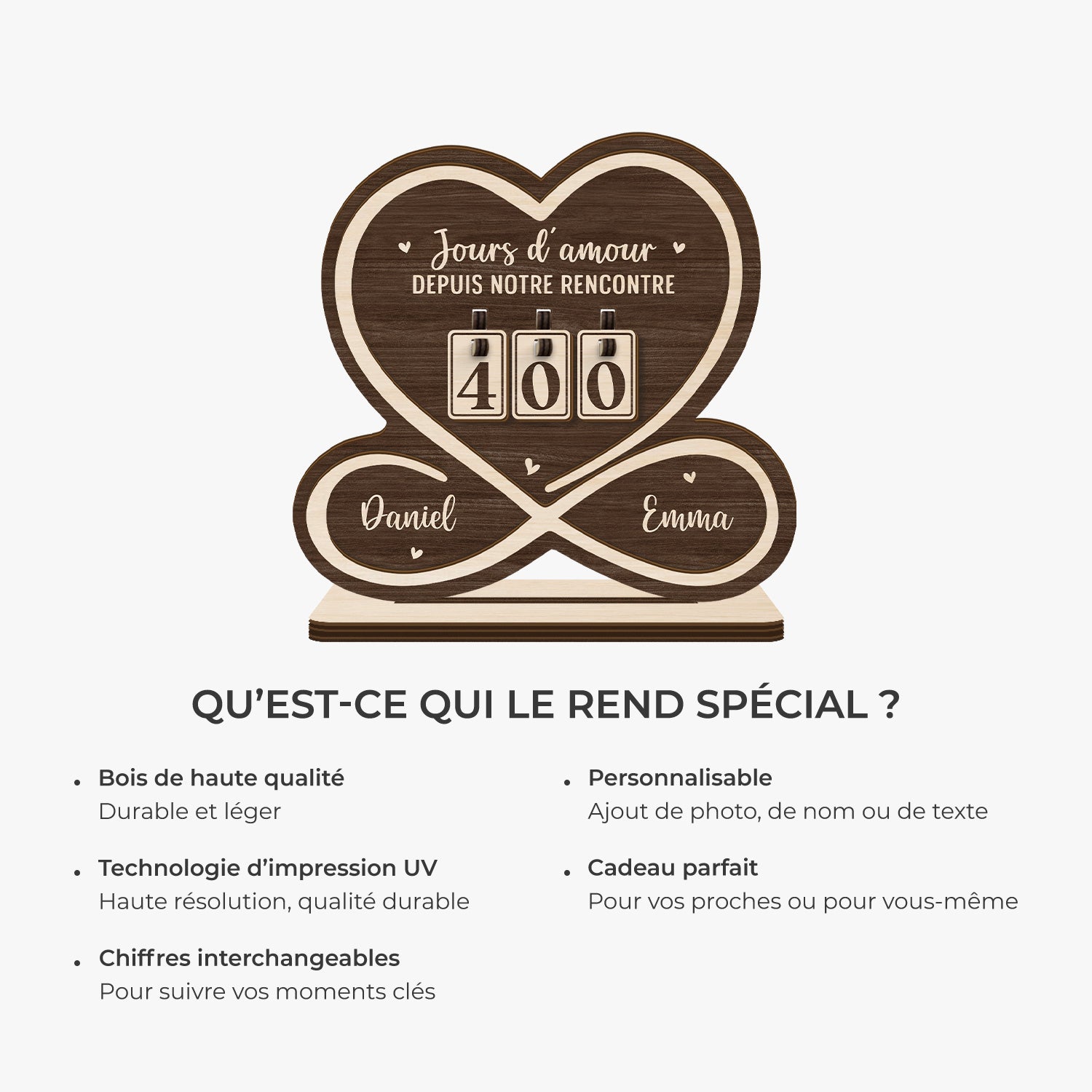 7586QFR5 plaque compteur en bois personnalise pour couple jours d_amour depuis notre rencontre 7586qthag