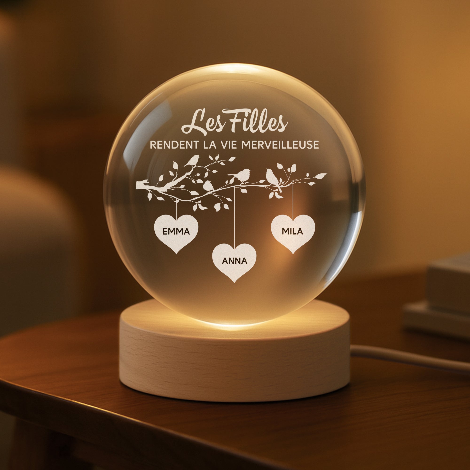 7625LFR2 veilleuse boule de cristal personnalisee pour mamiepapy rendre la vie merveilleuse 7625l6pza