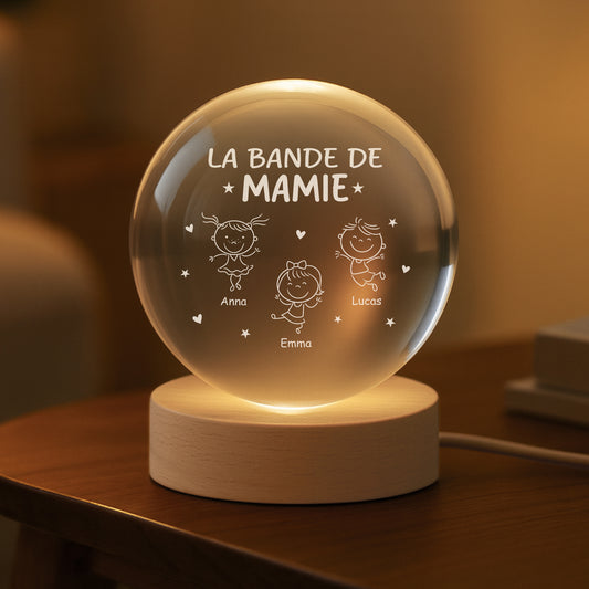 7628LFR2 veilleuse boule de cristal personnalisee la bande a papy mamie 7628l6pca