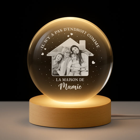 7639LFR1 veilleuse boule de cristal personnalisee avec photo la maison de mamie maman 7639ltpza