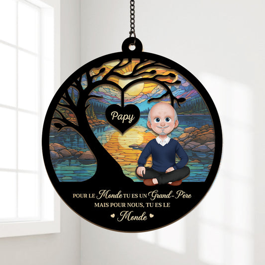 7652UFR1 attrape soleil personnalise en acrylique mamie papy tu es le monde 7652u8pzb