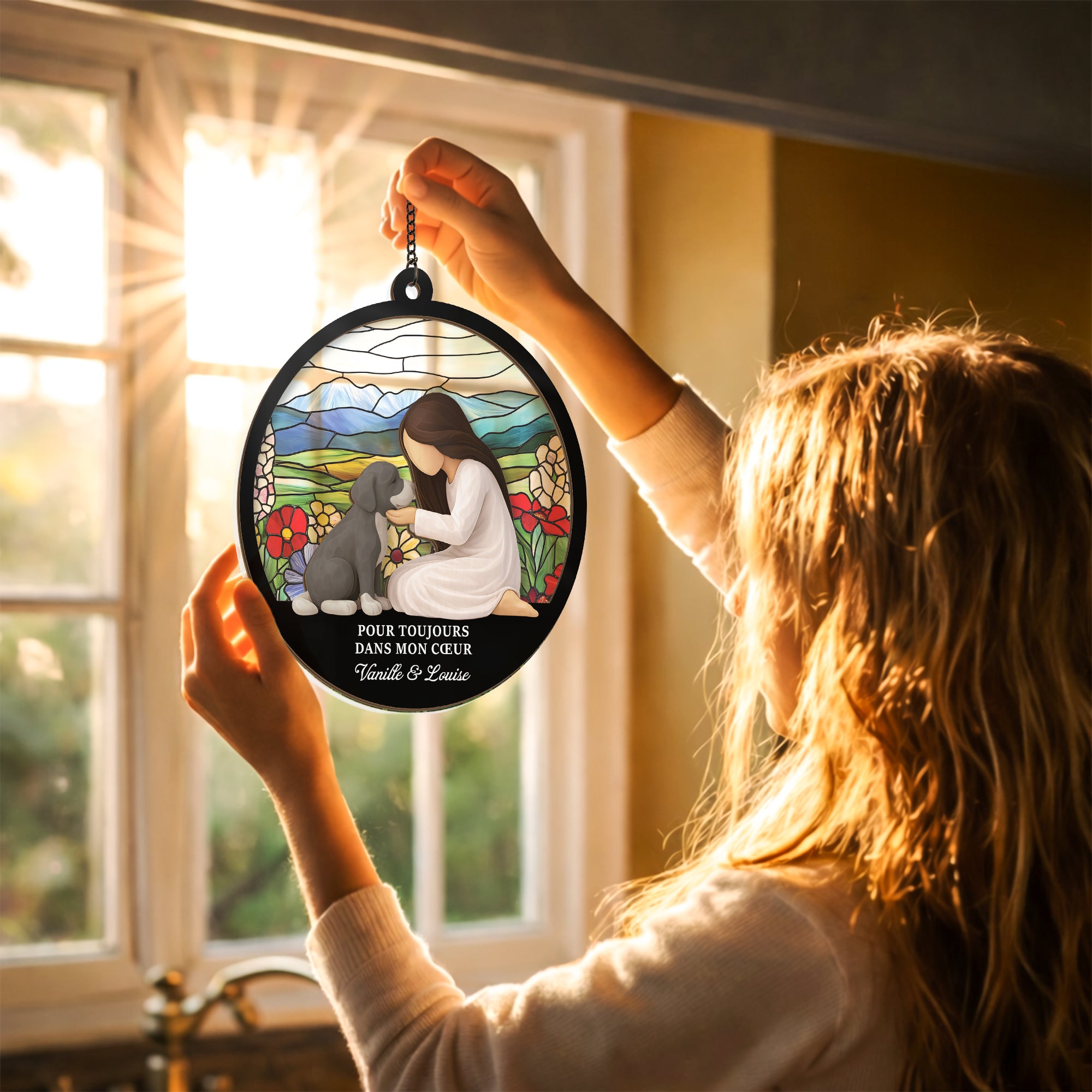 7667UFR2 si amour avait suffi attrape soleil personnalise en acrylique commemoratif pour chien 7667ucpnc