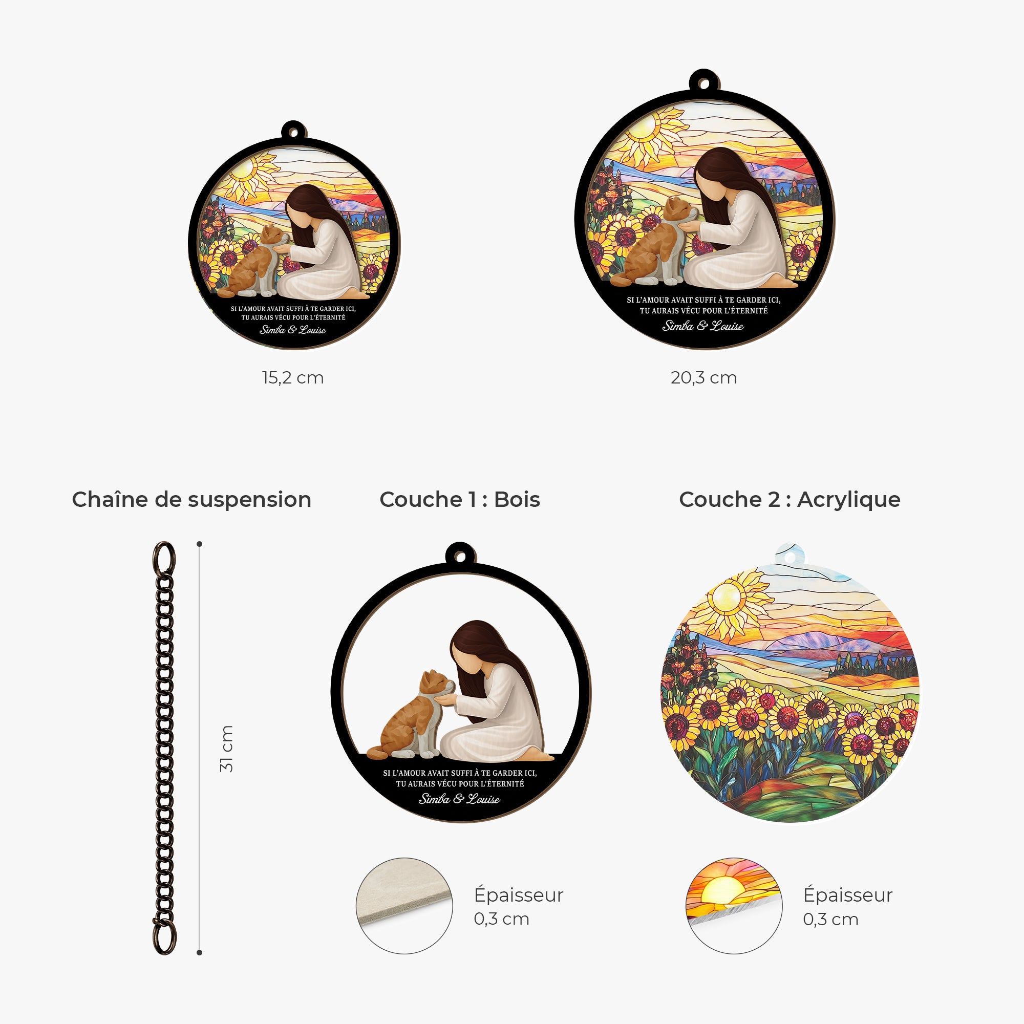 7667UFR3 si amour avait suffi attrape soleil personnalise en acrylique commemoratif pour chat 7667ucpnd