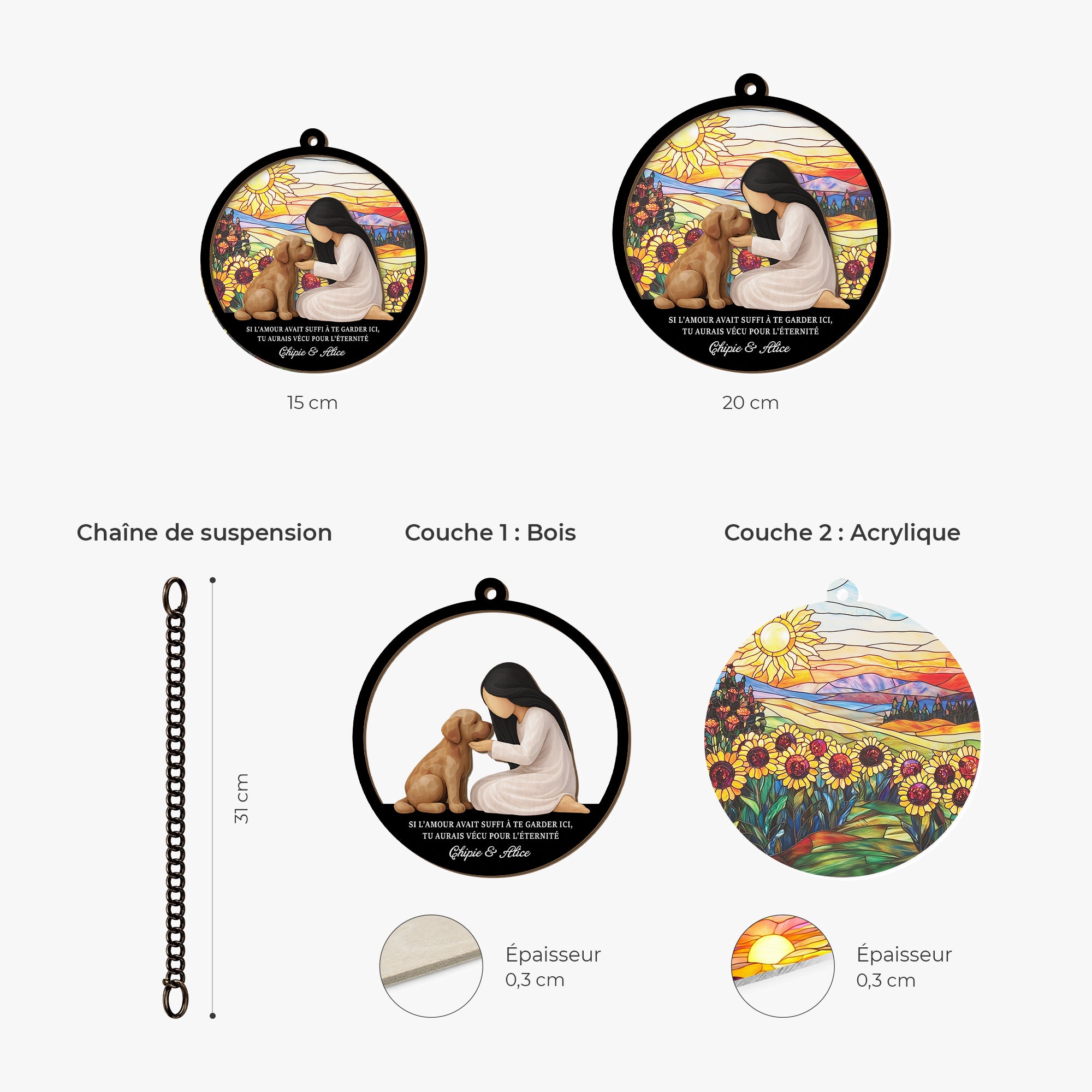 7667UFR3 si amour avait suffi attrape soleil personnalise en acrylique commemoratif pour chien 7667ucpnc