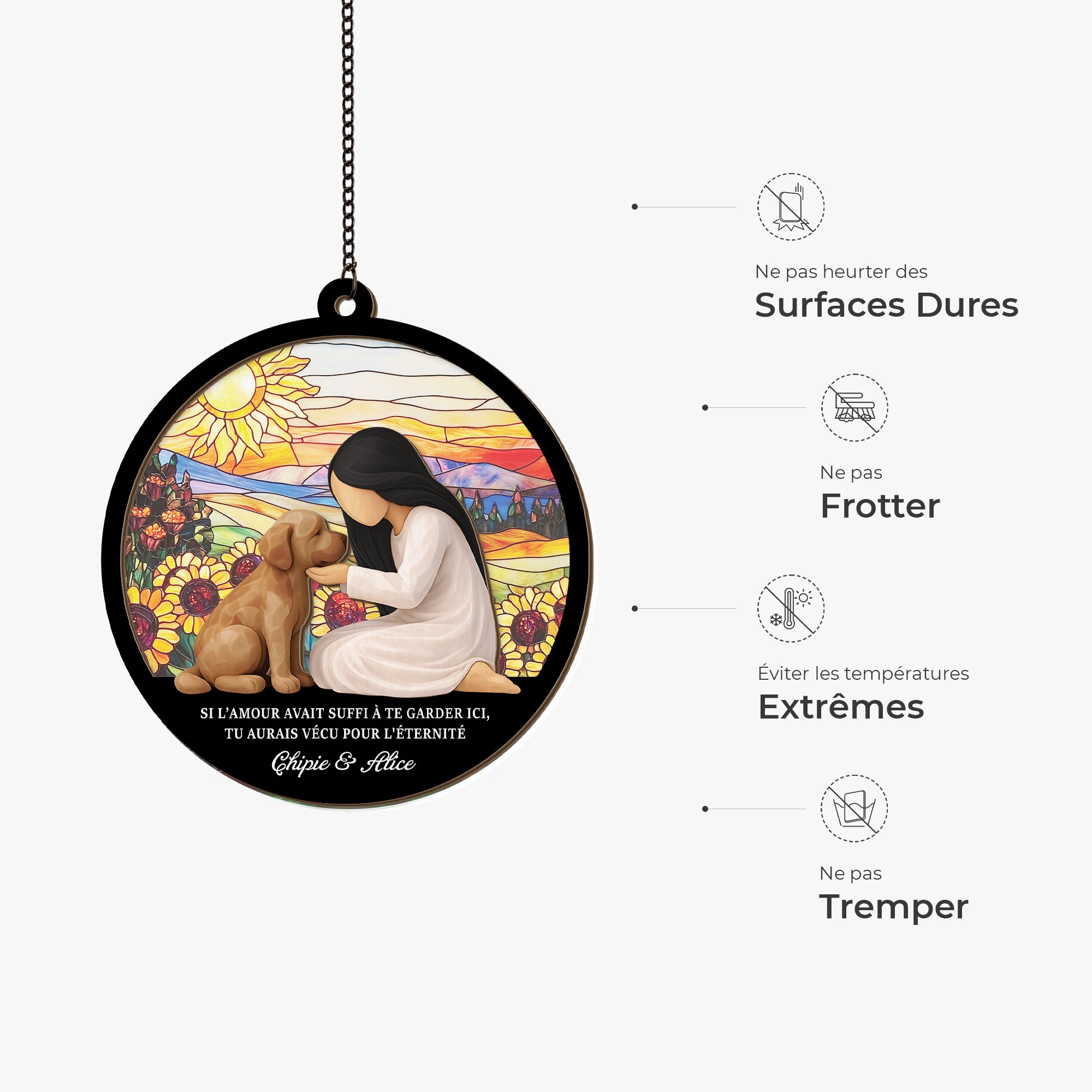 7667UFR4 si amour avait suffi attrape soleil personnalise en acrylique commemoratif pour chien 7667ucpnc