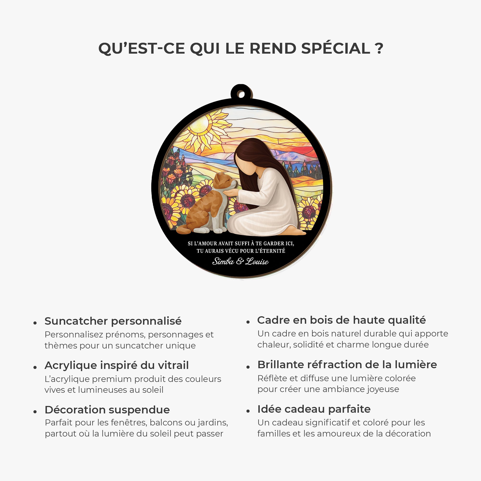 7667UFR5 si amour avait suffi attrape soleil personnalise en acrylique commemoratif pour chat 7667ucpnd