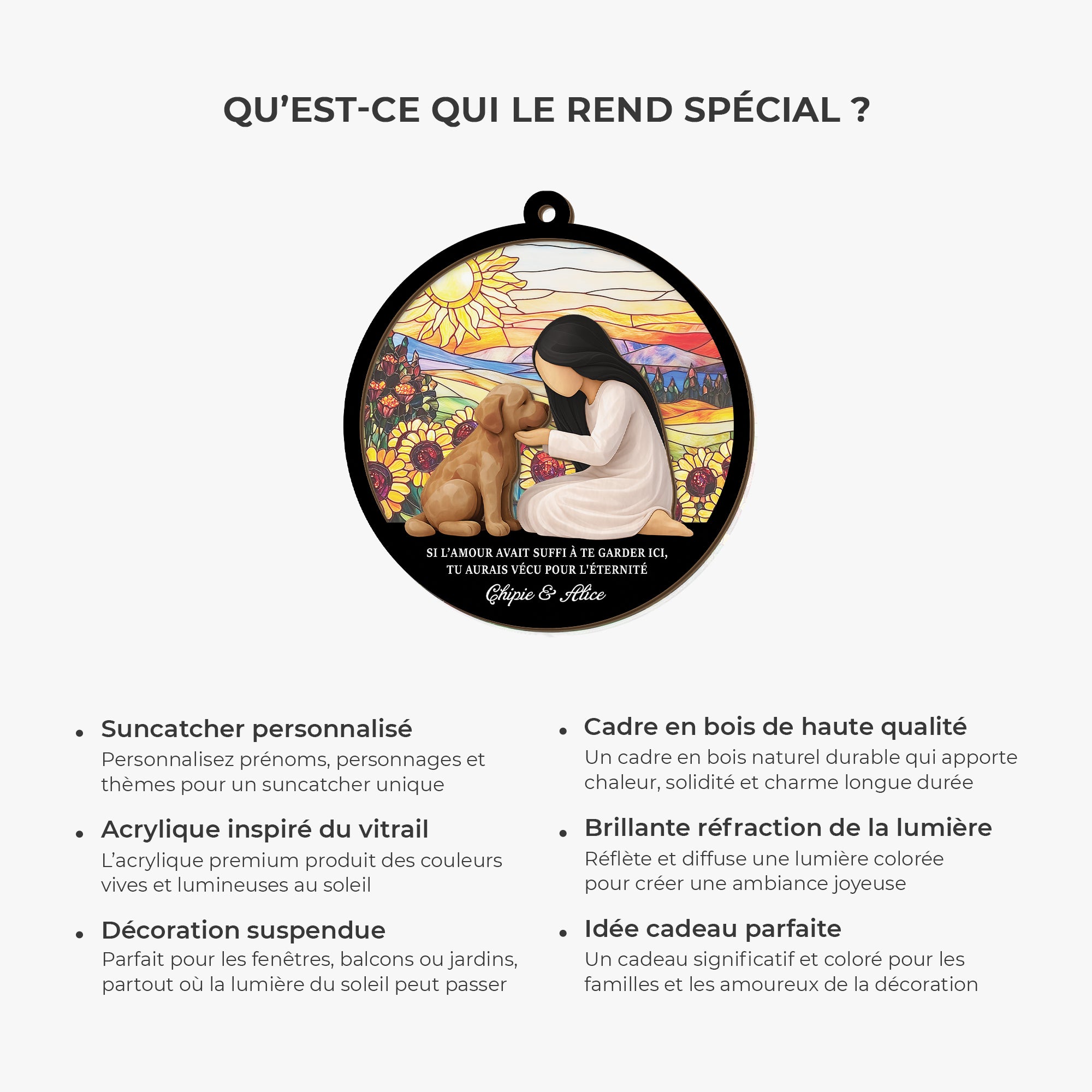 7667UFR5 si amour avait suffi attrape soleil personnalise en acrylique commemoratif pour chien 7667ucpnc