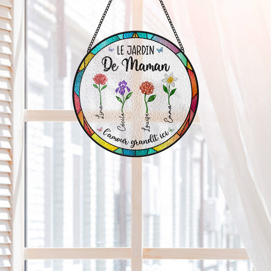 7692UFR2 attrape soleil personnalise en verre le jardin de mamie maman 7692ucq5a