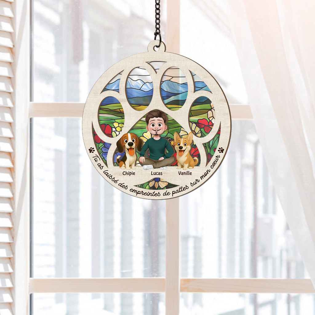 7704UFR2 attrape soleil personnalise en acrylique pattes de chien 7704uctnc