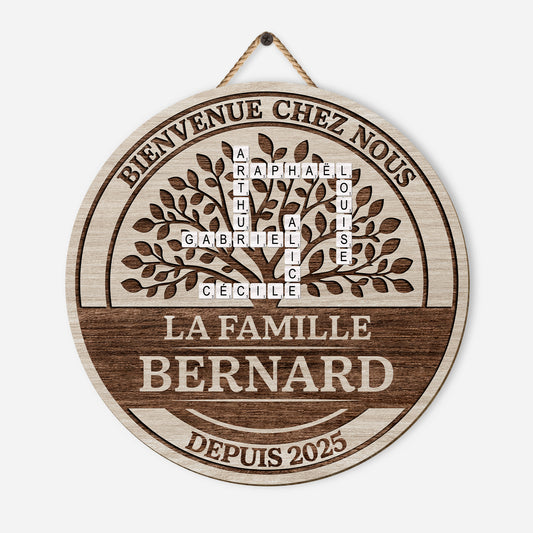 7710QFR1 notre famille plaque en bois personnalisee avec mots croises 7710q8pwi