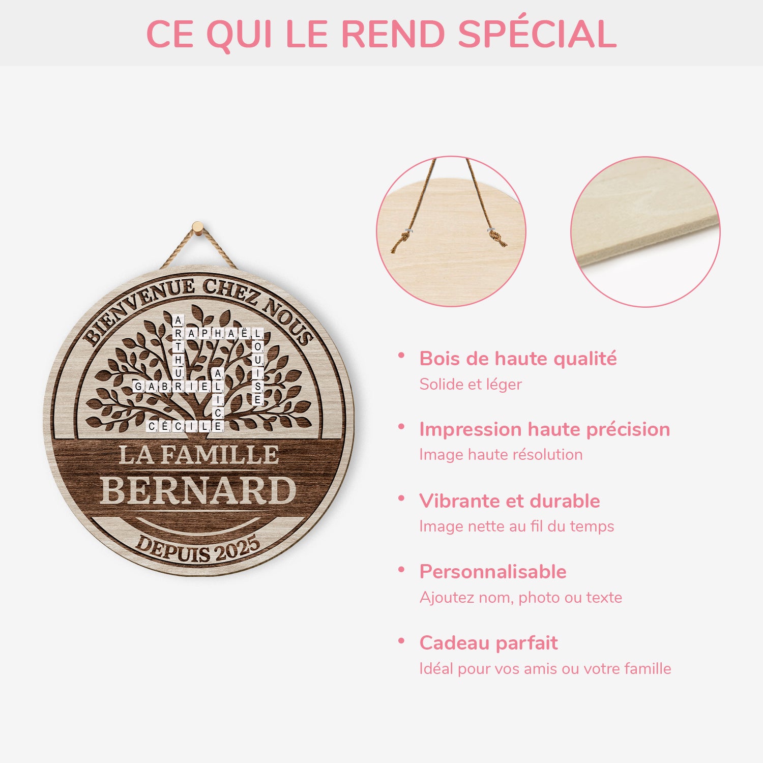 7710QFR4 notre famille plaque en bois personnalisee avec mots croises 7710q8pwi
