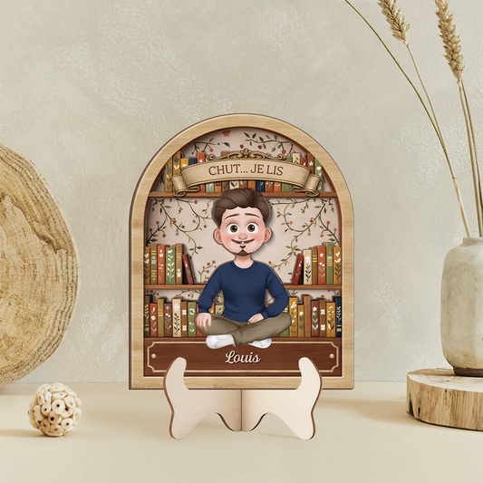 7716QFR2 plaque en bois personnalisee pour femmehomme amoureux des livres chut je lis 7716q8hna