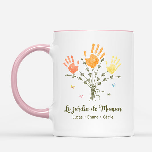 7719MFR2 mug personnalise mamie maman jardin de mamie avec empreintes de main 7719m8lca