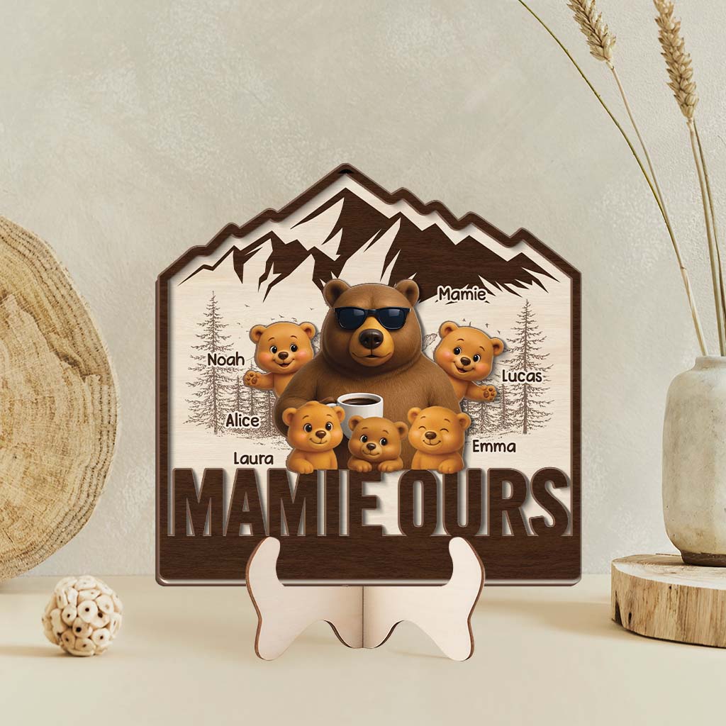 7726QFR2 plaque en bois personnalisee mamie papy ours 7726q8lmb