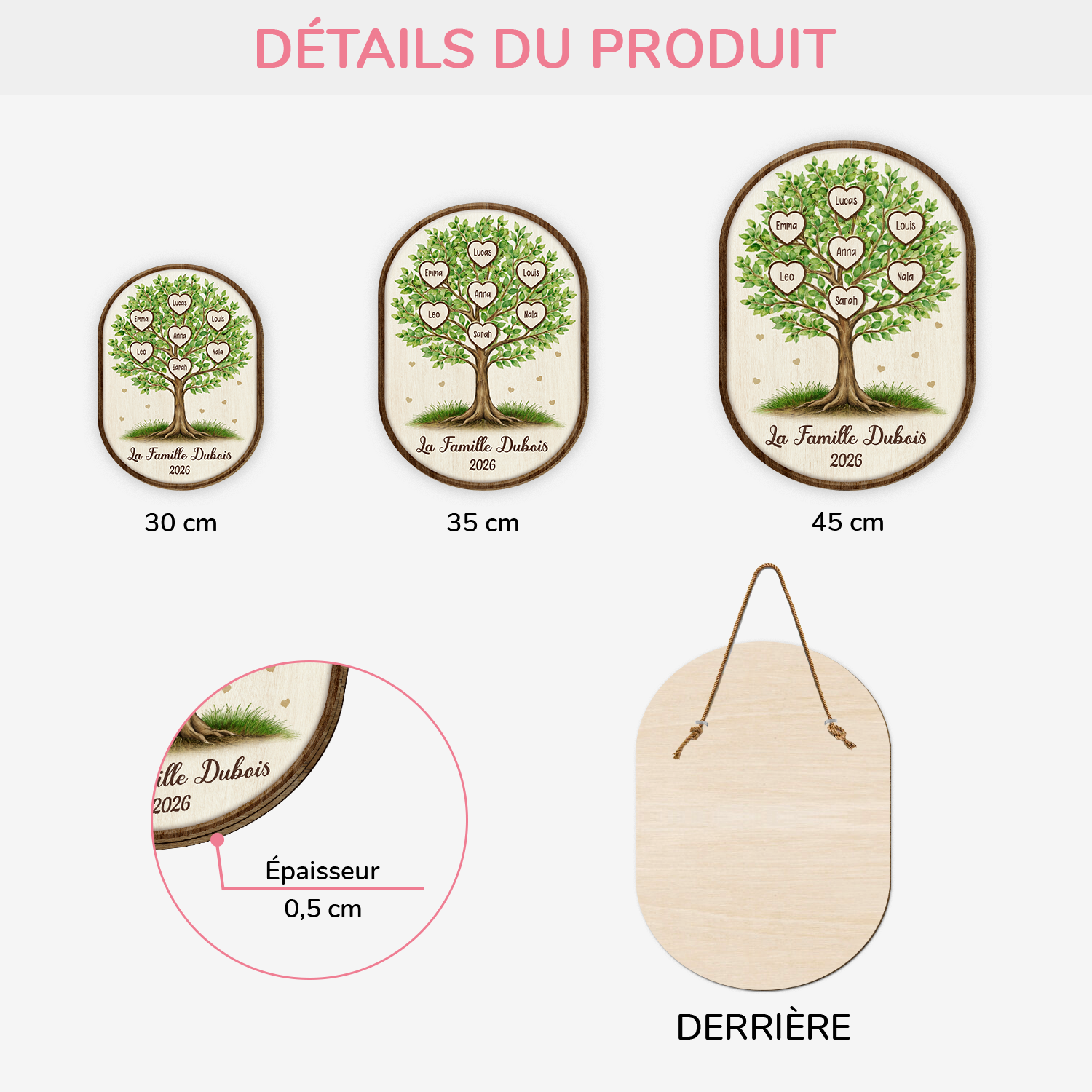 7732QFR3 plaque en bois personnalisee a suspendre notre famille ensemble 7732q8rwi