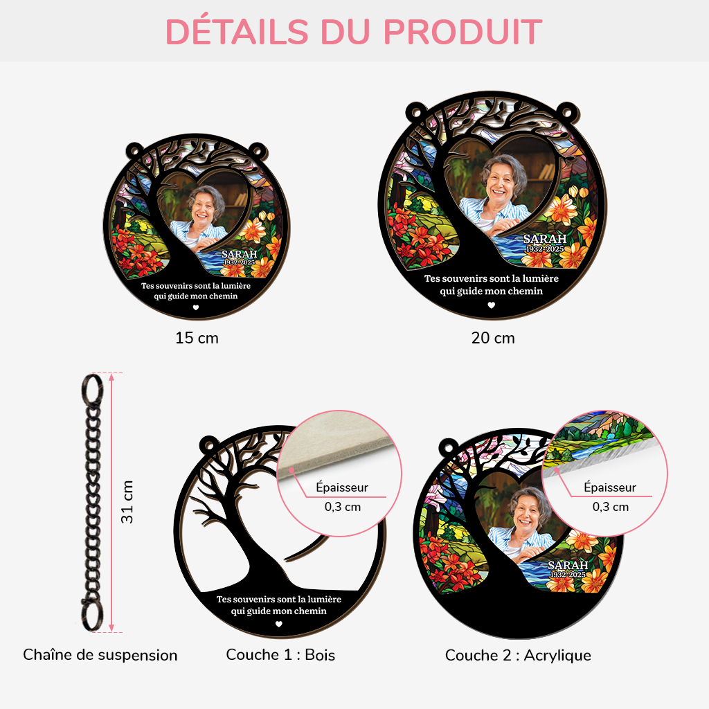 7733UFR3 attrape soleil personnalise en acrylique avec photo commemorative lumiere de maman papa 7733u3rwa