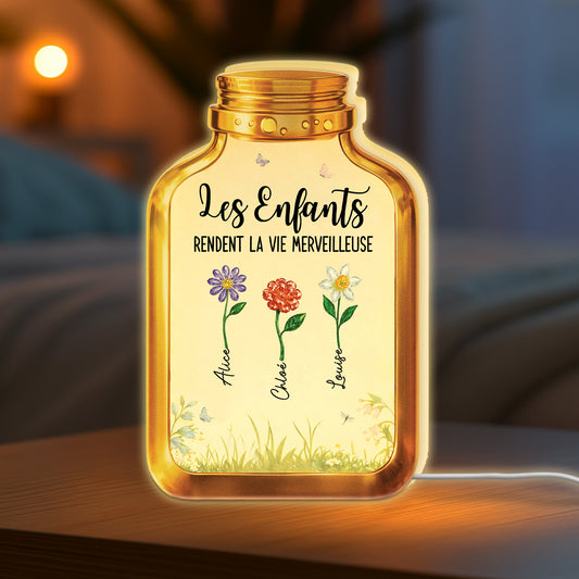 7734LFR2 fleurs et petits enfants de maman mamie lightbox personnalisable 7734l8qaa