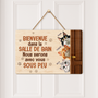 7735QFR2 plaque en bois personnalisee a suspendre avec chat bienvenue dans la salle de bain 7735qtrad