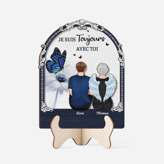 7740QFR1 plaque en bois personnalisee commemorative papa maman toujours avec toi 7740q3taa