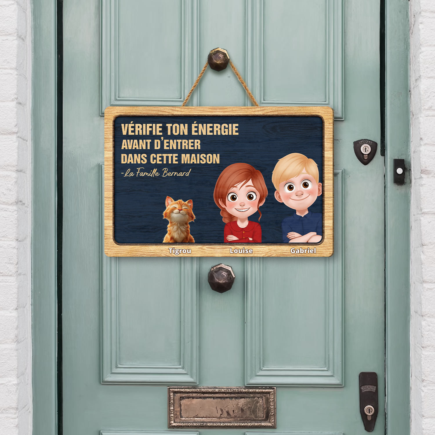 7744QFR2 plaque en bois personnalisee a suspendre famille et chienchat verifie ton energie 7744qtkhi