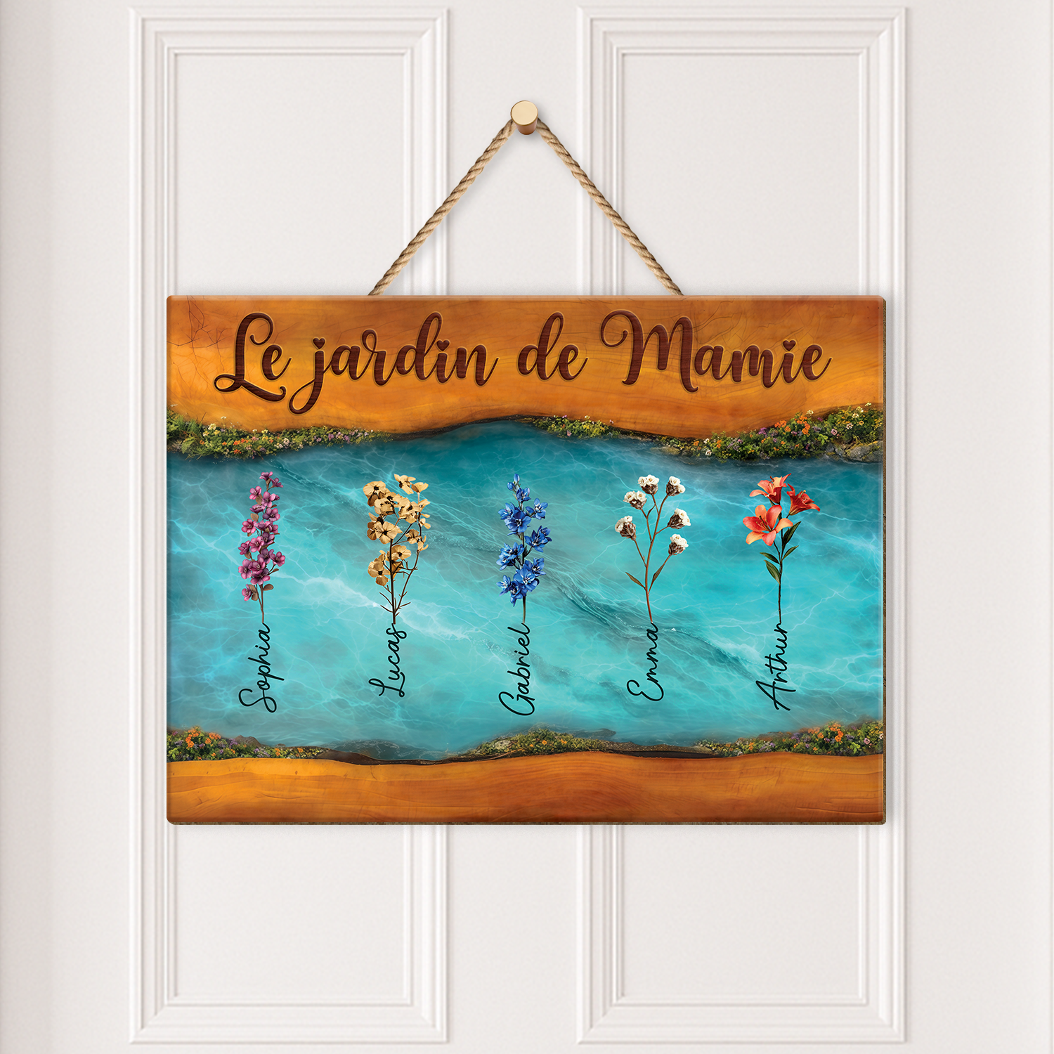 7749QFR2 effet dimpression 3d plaque en bois personnalisee a suspendre le jardin de mamie maman 7749q3hma