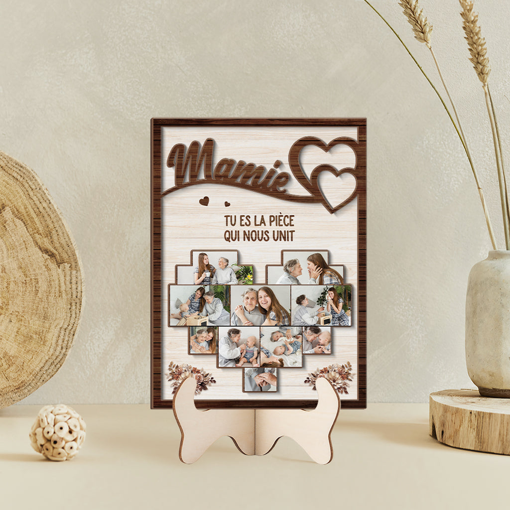 7769QFR2 maman mamie la piece qui nous unit plaque en bois personnalisee 7769q6pma