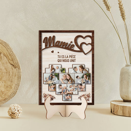 7769QFR2 maman mamie la piece qui nous unit plaque en bois personnalisee 7769q6pma