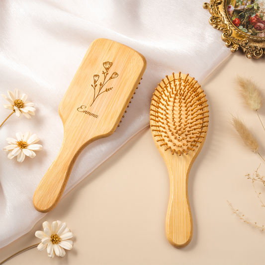 7781AFR2 une jolie fleur brosse a cheveux personnalisee en bambou gravee pour femme 7781aq8f5a