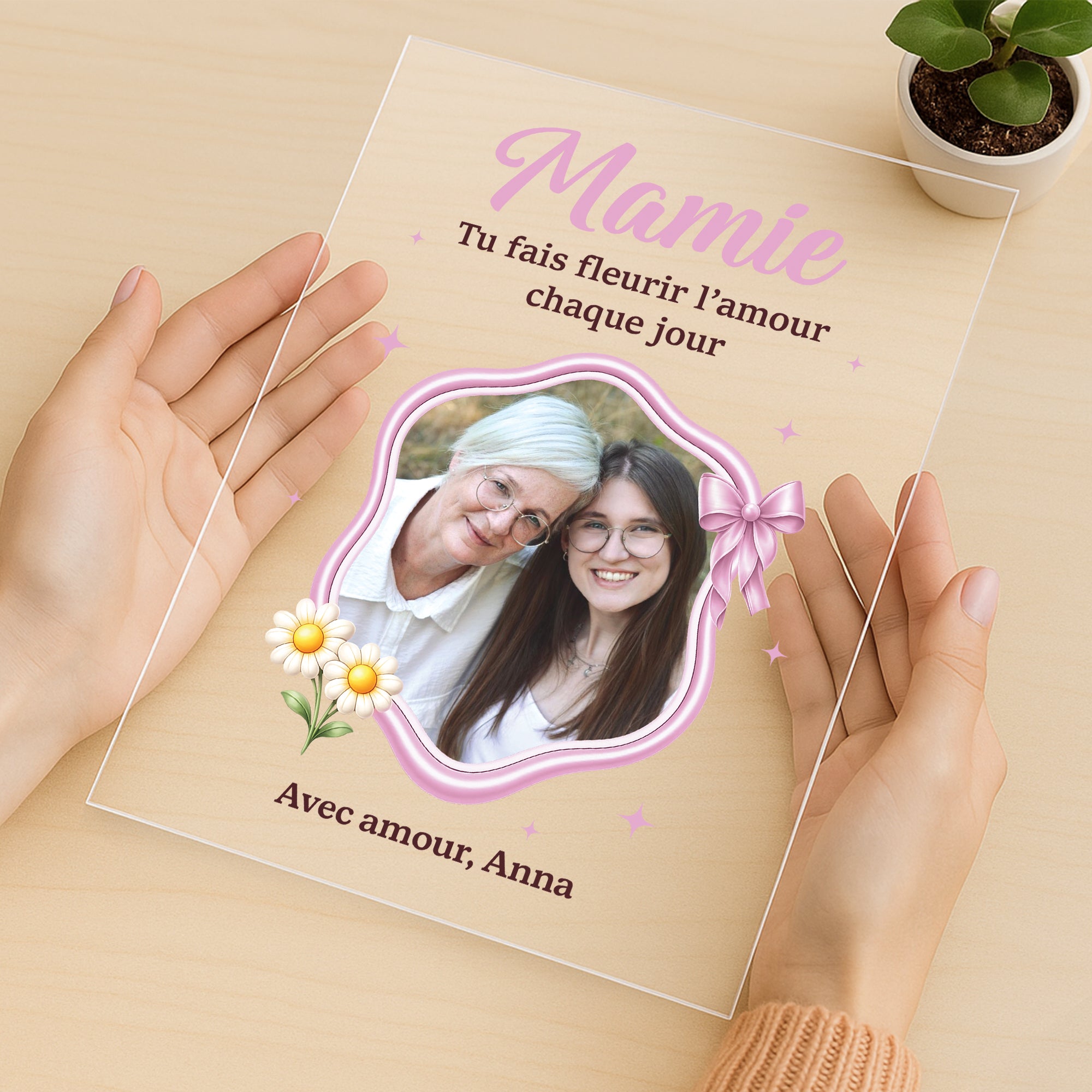 7786RFR3 amour de maman mamie plaque en acrylique personnalisee photo avec support 7786r8pta