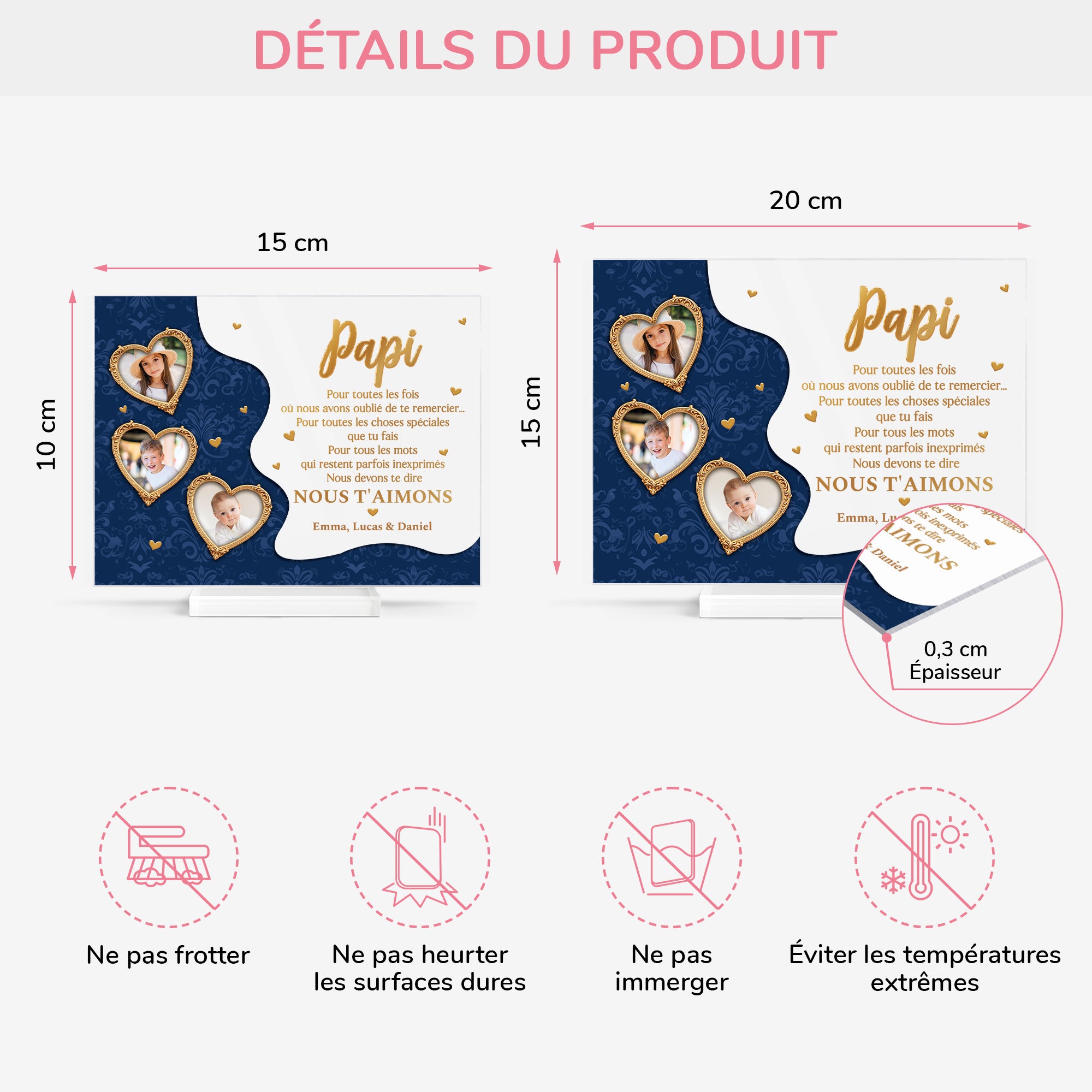 7803RFR4 mamie papy je dois te dire plaque en acrylique personnalisee photo avec support 7803rtpab