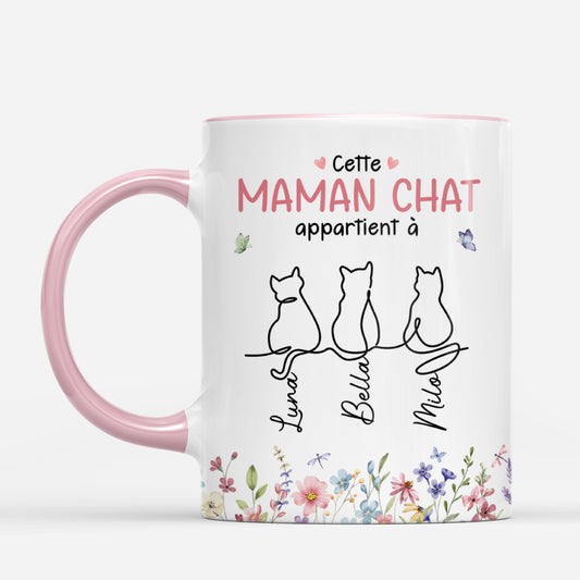 7808MFR1 cette maman chat appartient a mug personnalise chat et fleur 7808m3yzd
