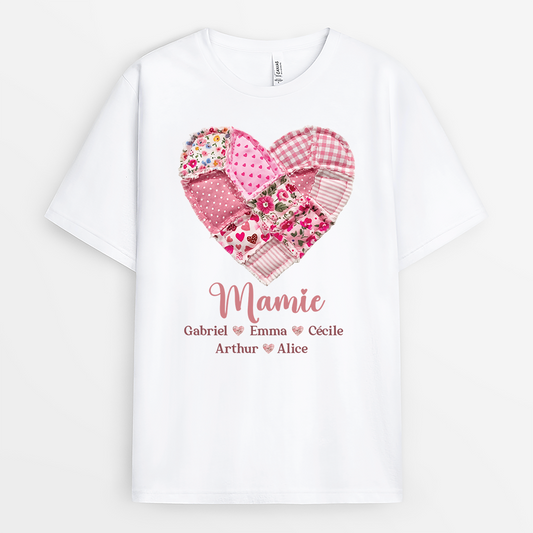 7809AFR1 son coeur patchwork t shirt personnalise mamie maman 7809a8fca