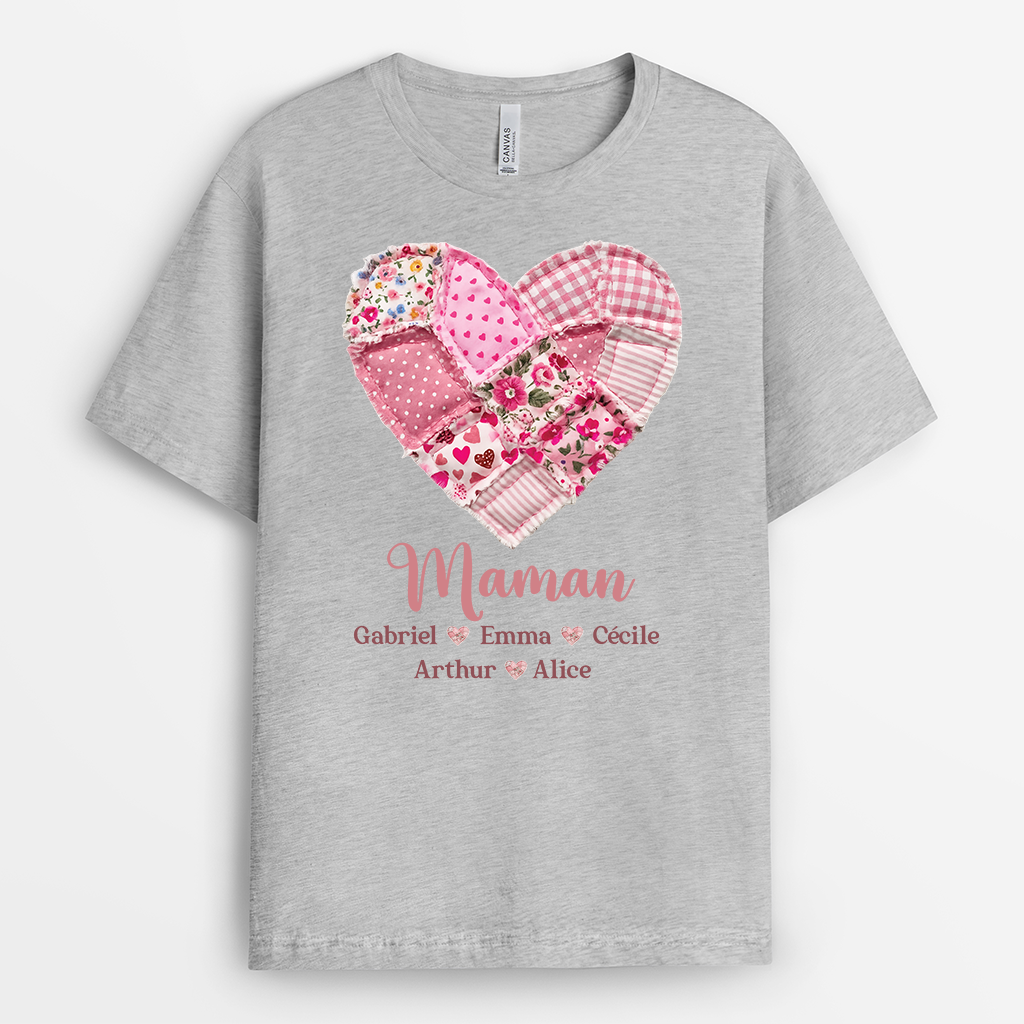 7809AFR2 son coeur patchwork t shirt personnalise mamie maman 7809a8fca