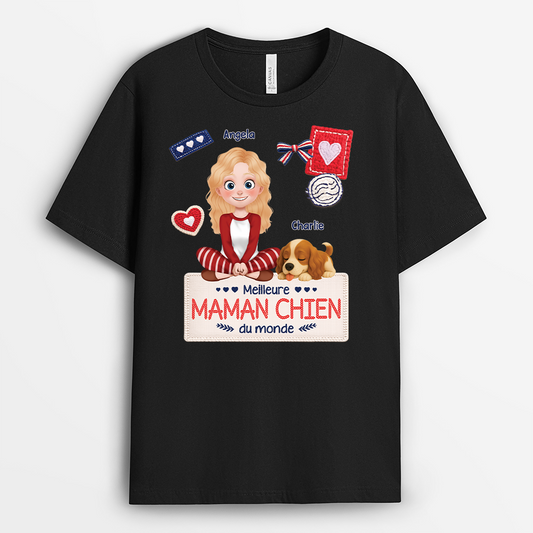 7816AFR1 meilleure maman chien du monde tee shirt personnalise chien 7816acfmc