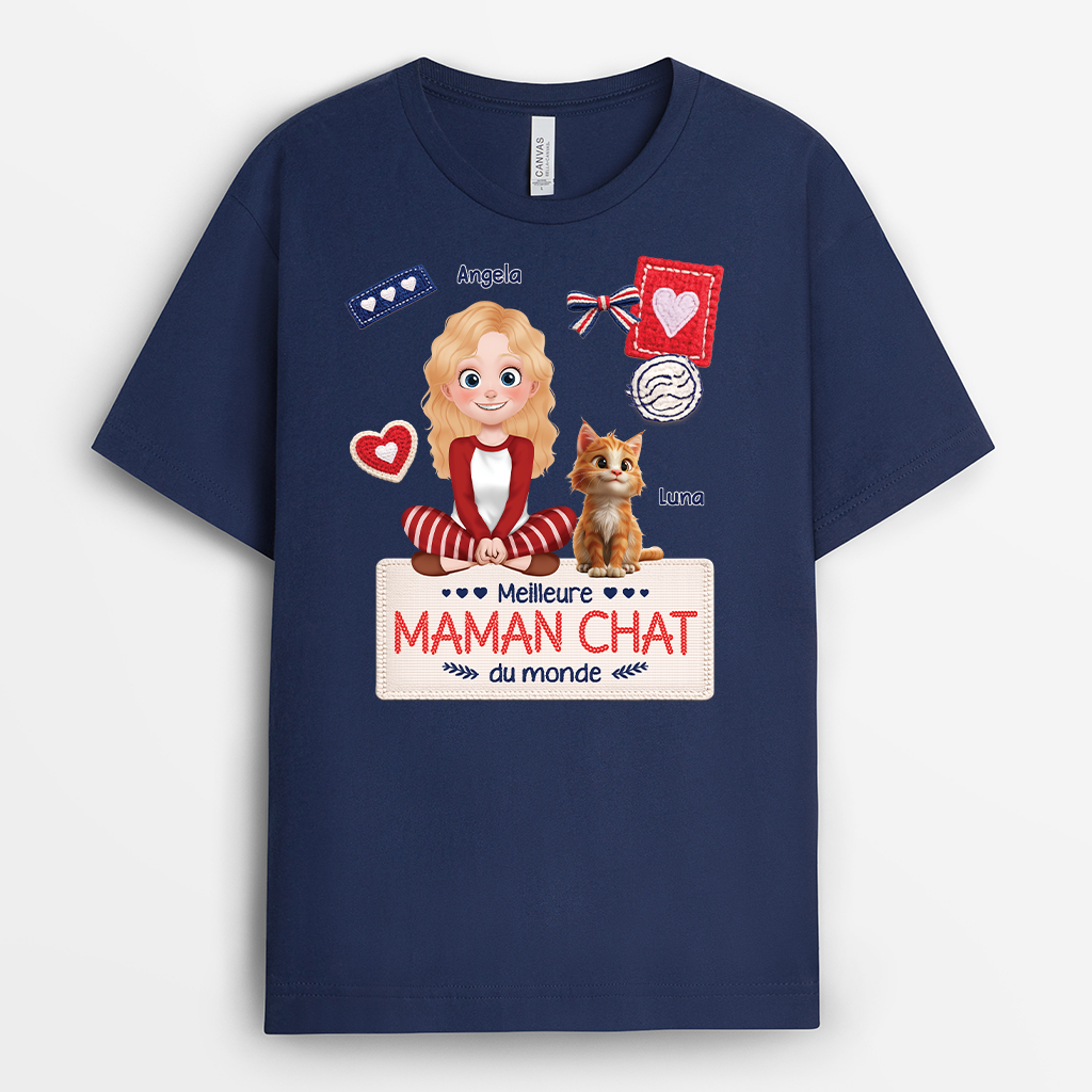 7816AFR2 meilleure maman chat du monde tee shirt personnalise chat 7816acfmd