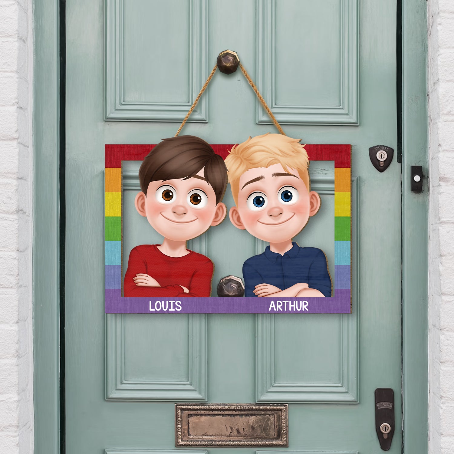 7822QFR2 toi et moi plaque en bois personnalisee a suspendre couple homosexuel 7822q3pmg