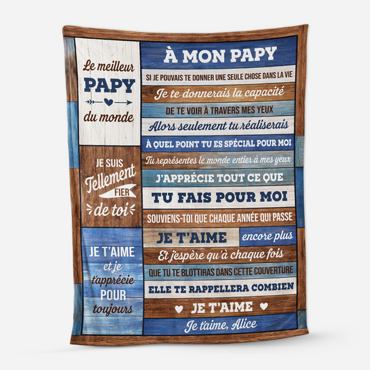 7829BFR1 plaid personnalise cadeau pour meilleur papy mamie 7829bsttb