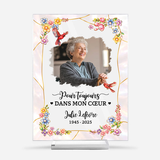 7833RFR1 maman papa pour toujours plaque en acrylique personnalisee photo commemorative avec support 7833rtqaa