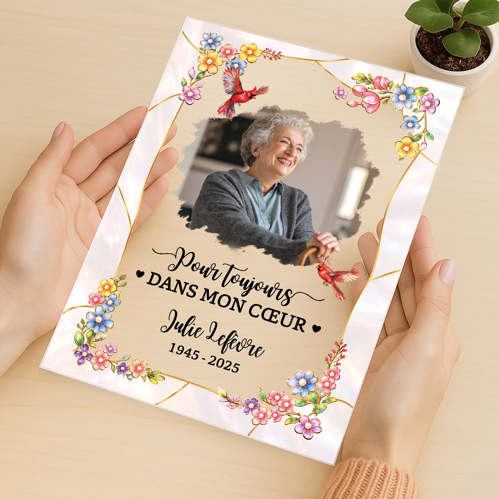 7833RFR3 maman papa pour toujours plaque en acrylique personnalisee photo commemorative avec support 7833rtqaa