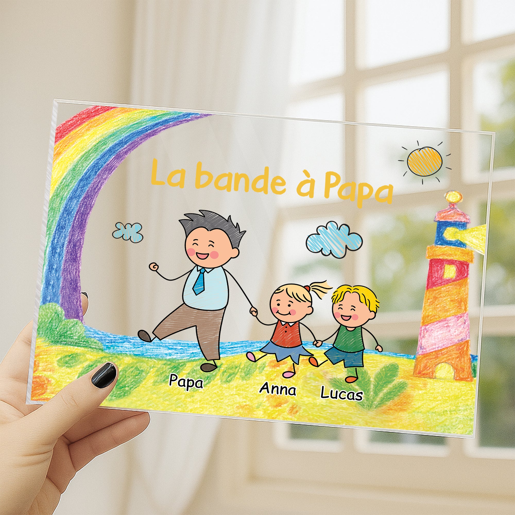 7834RFR3 bande a maman papa avec dessin denfant plaque en acrylique personnalisee avec support 7834rtpta