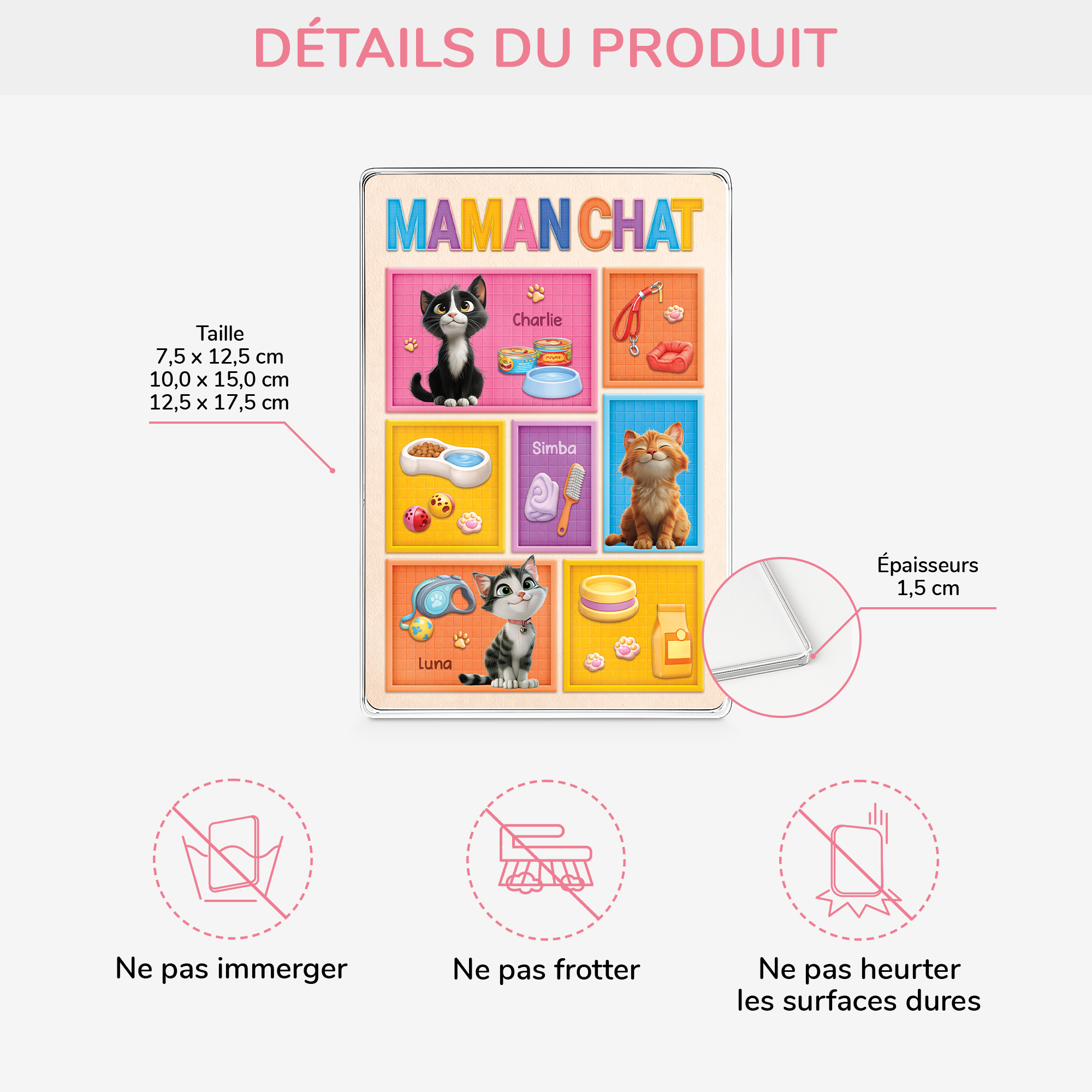 7835RFR3 maman chat plaque en acrylique personnalisee rectangulaire 7835r6xmd